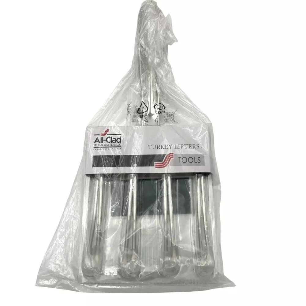ALL-CLAD Set Of 2 Stainless Steel Turkey Lifters Forks‎ Ergonomic Grip